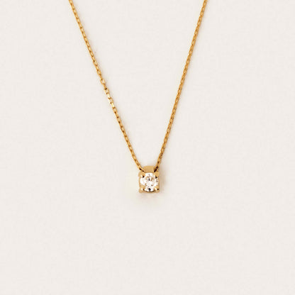 Diamond Round-Cut Solitaire Necklace in 14K Solid Gold