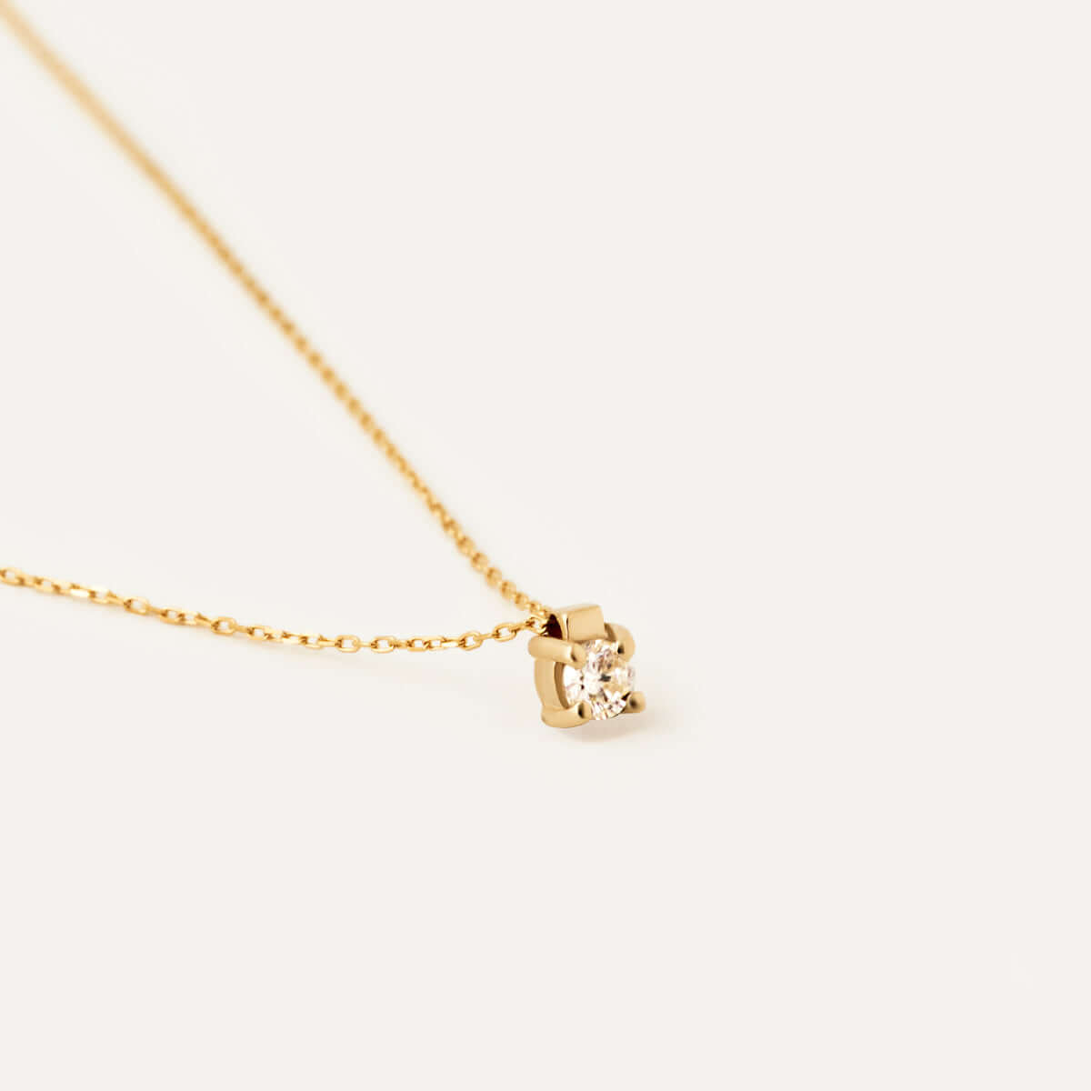 Diamond Round-Cut Solitaire Necklace in 14K Solid Gold