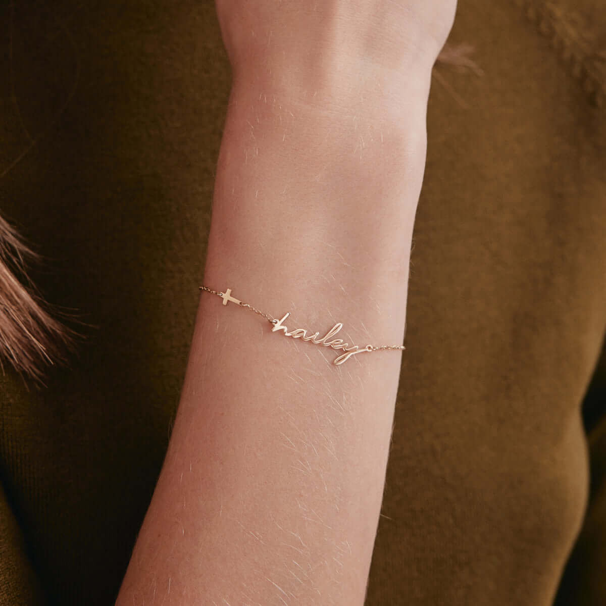Custom Cross Name Bracelet