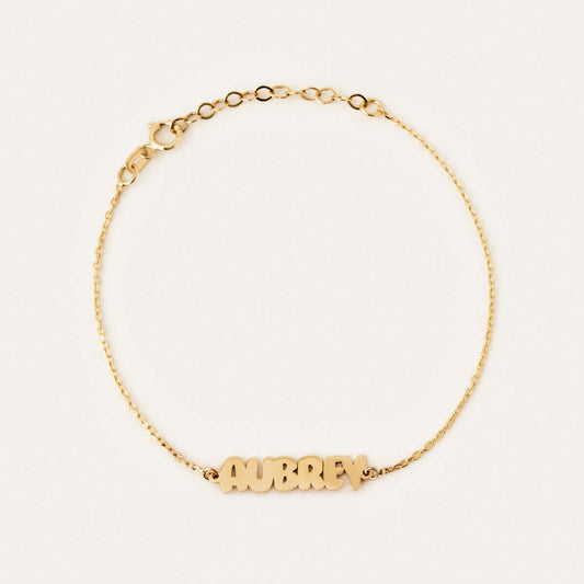 Custom Bubble Name Bracelet in 14K Solid Gold