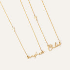 Custom Name Necklace with Sideways Cross