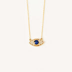 Diamond Pave Evil Eye Necklace with Sapphire