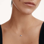 Diamond Pave Evil Eye Necklace with Sapphire