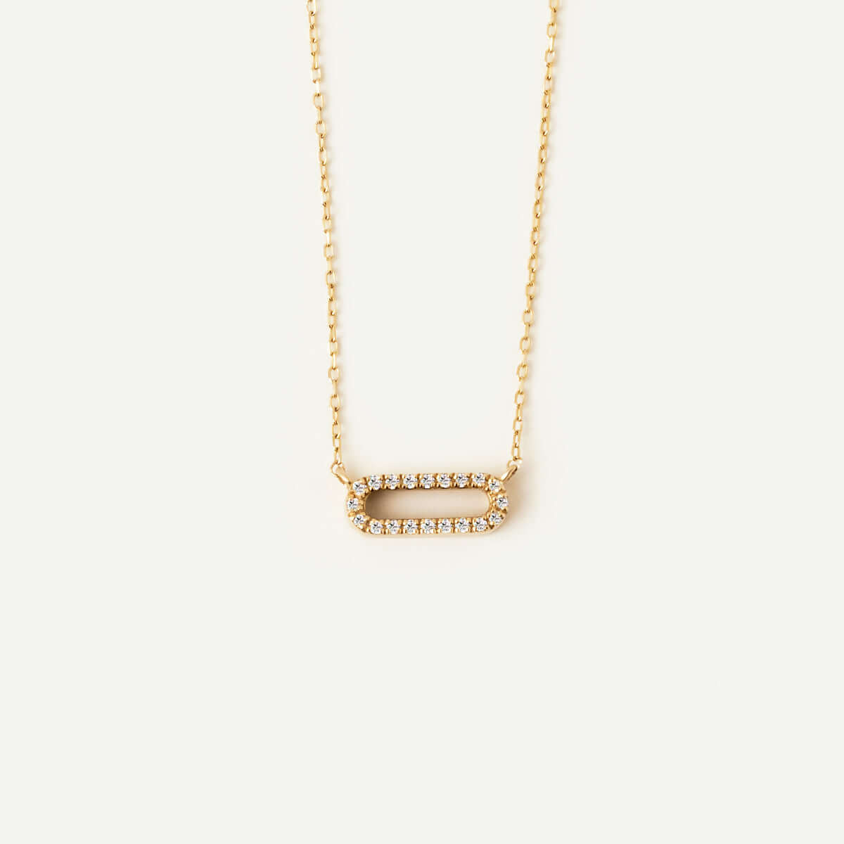 Diamond Paperclip Pendant Necklace in 14K Solid Gold