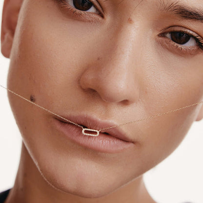 Diamond Paperclip Pendant Necklace