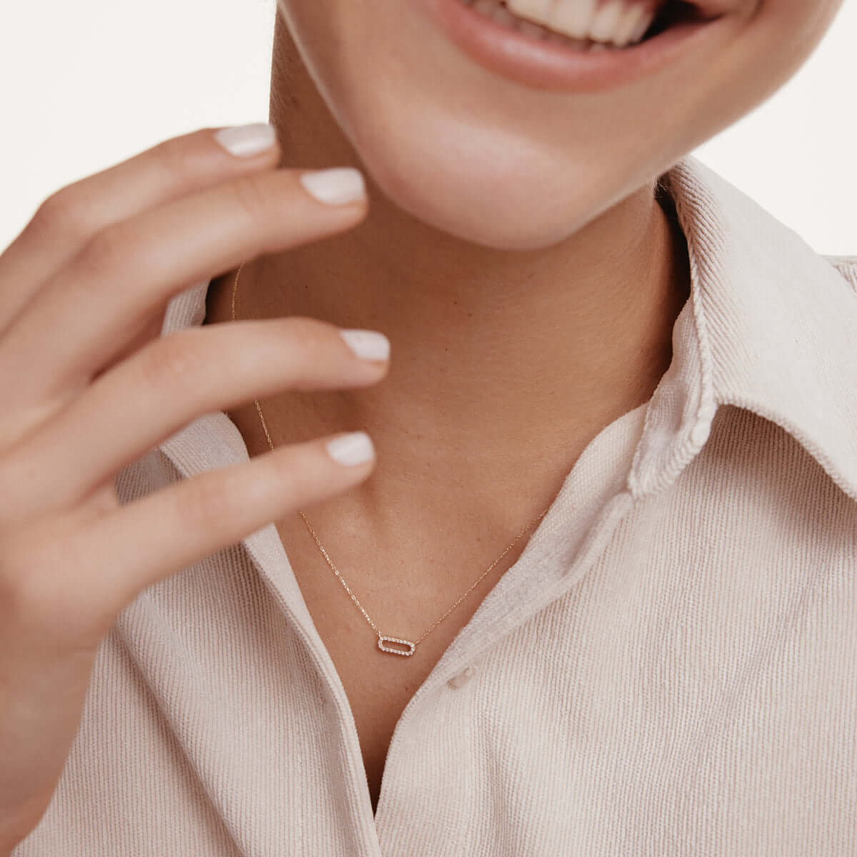 Diamond Paperclip Pendant Necklace