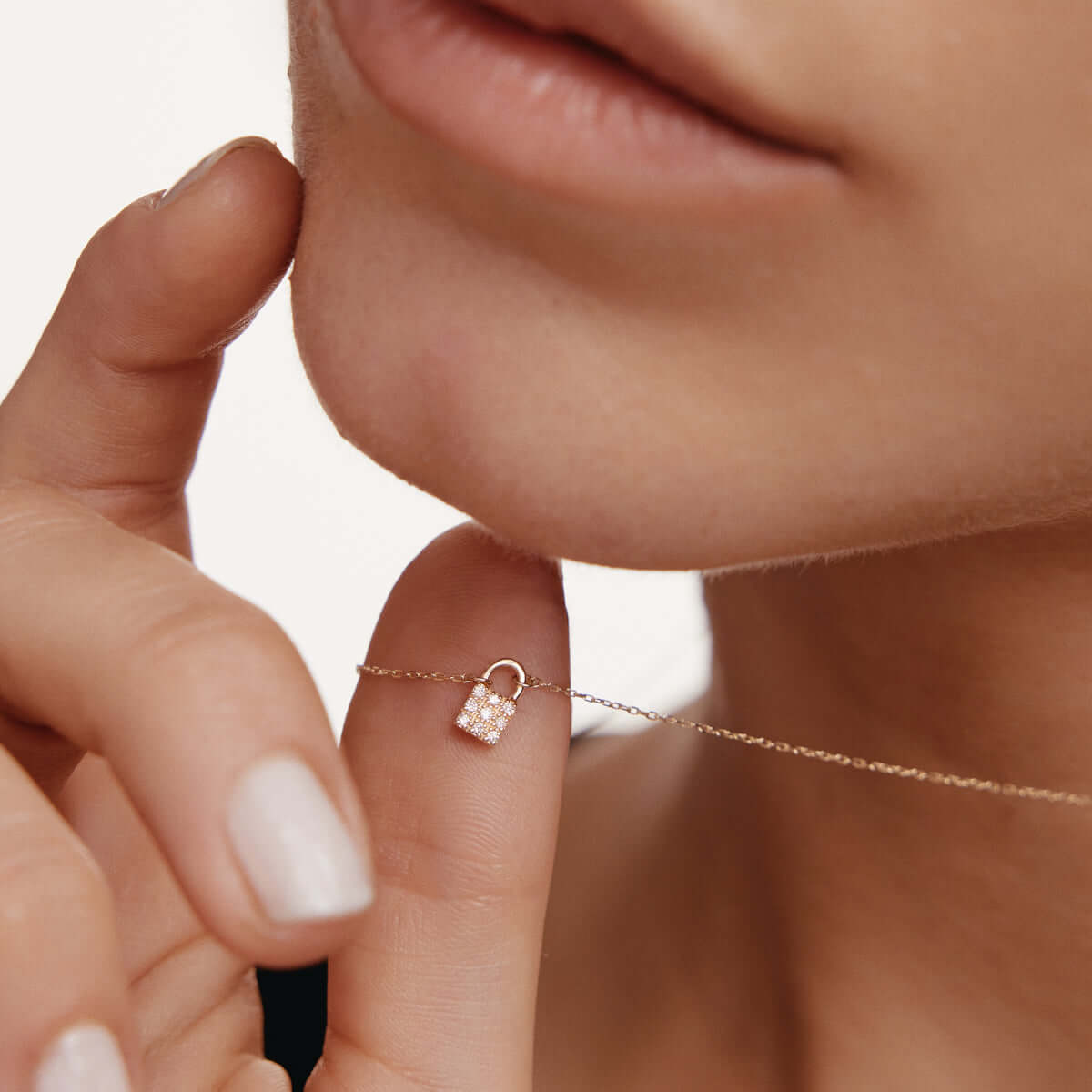 Diamond Padlock Charm Necklace
