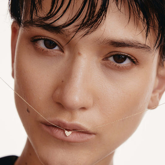 Diamond Pave Heart Charm Necklace