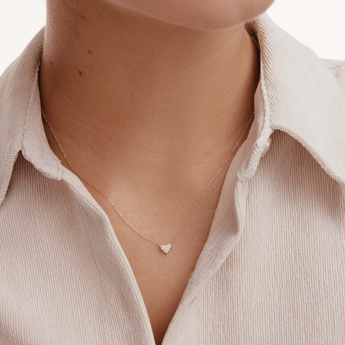 Diamond Pave Heart Charm Necklace