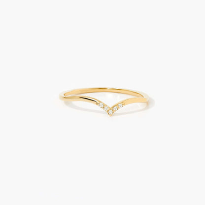 Diamond Chevron Ring in 14K Solid Gold