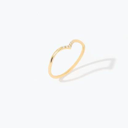 Diamond Chevron Ring in 14K Solid Gold