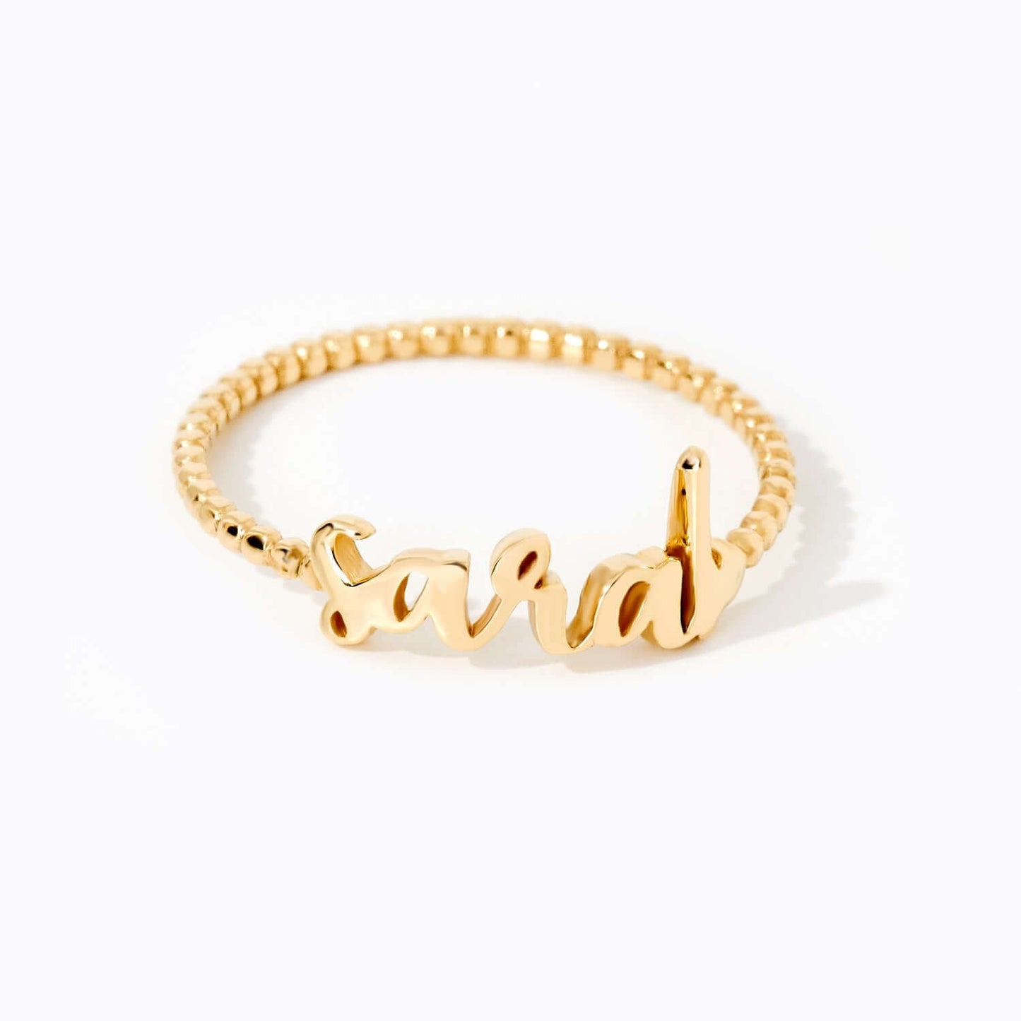 Customized Name Bead Stacking Ring in 14K Solid Gold