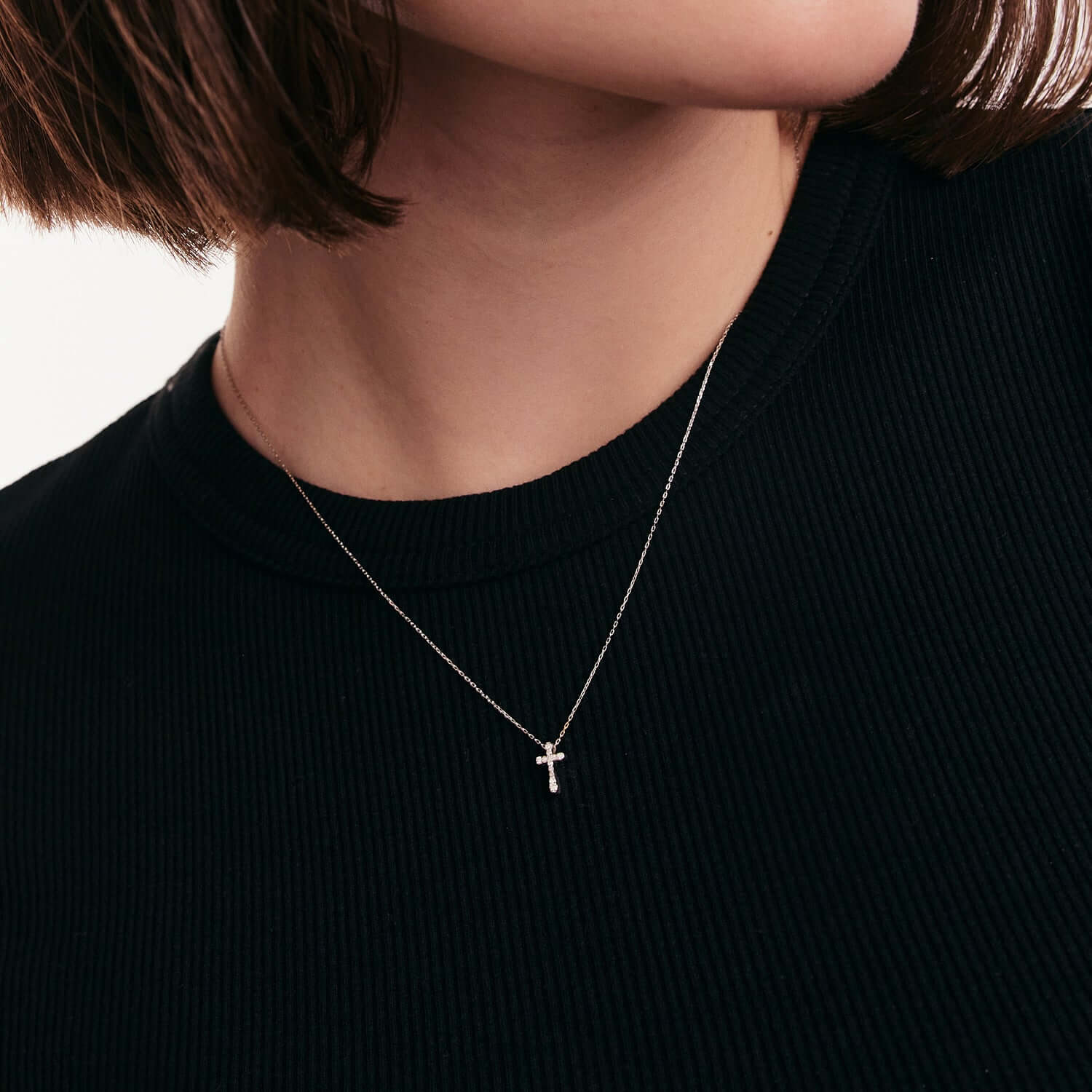 Diamond Pave Cross Pendant Necklace