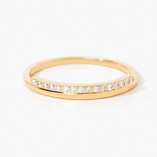 Bague empilable avec barre de diamant en or massif 14 carats 