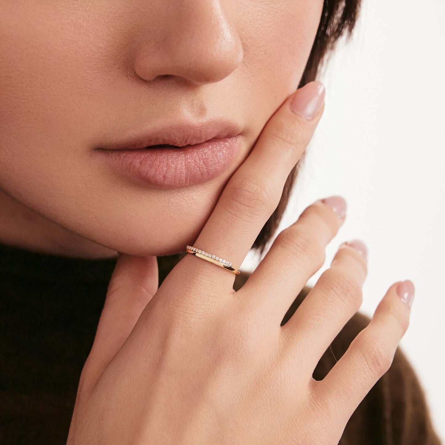 Diamond Bar Stacking Ring in 14K Solid Gold