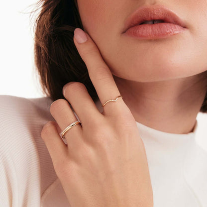 Diamond Bar Stacking Ring in 14K Solid Gold