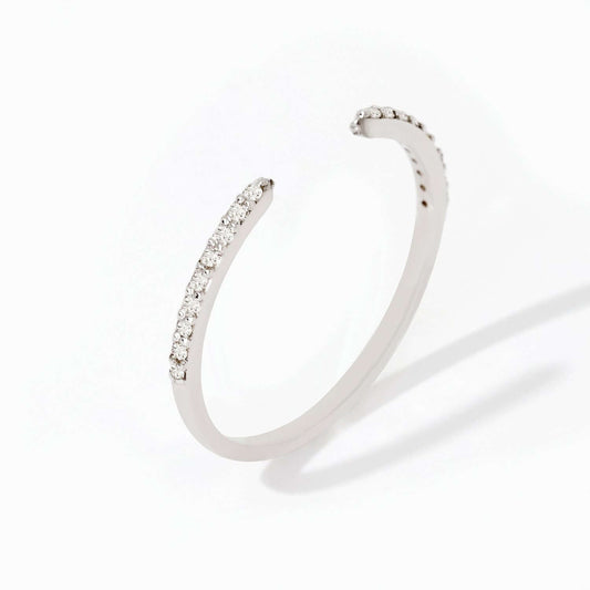 Diamond Half Eternity Open Ring in 14K Solid Gold