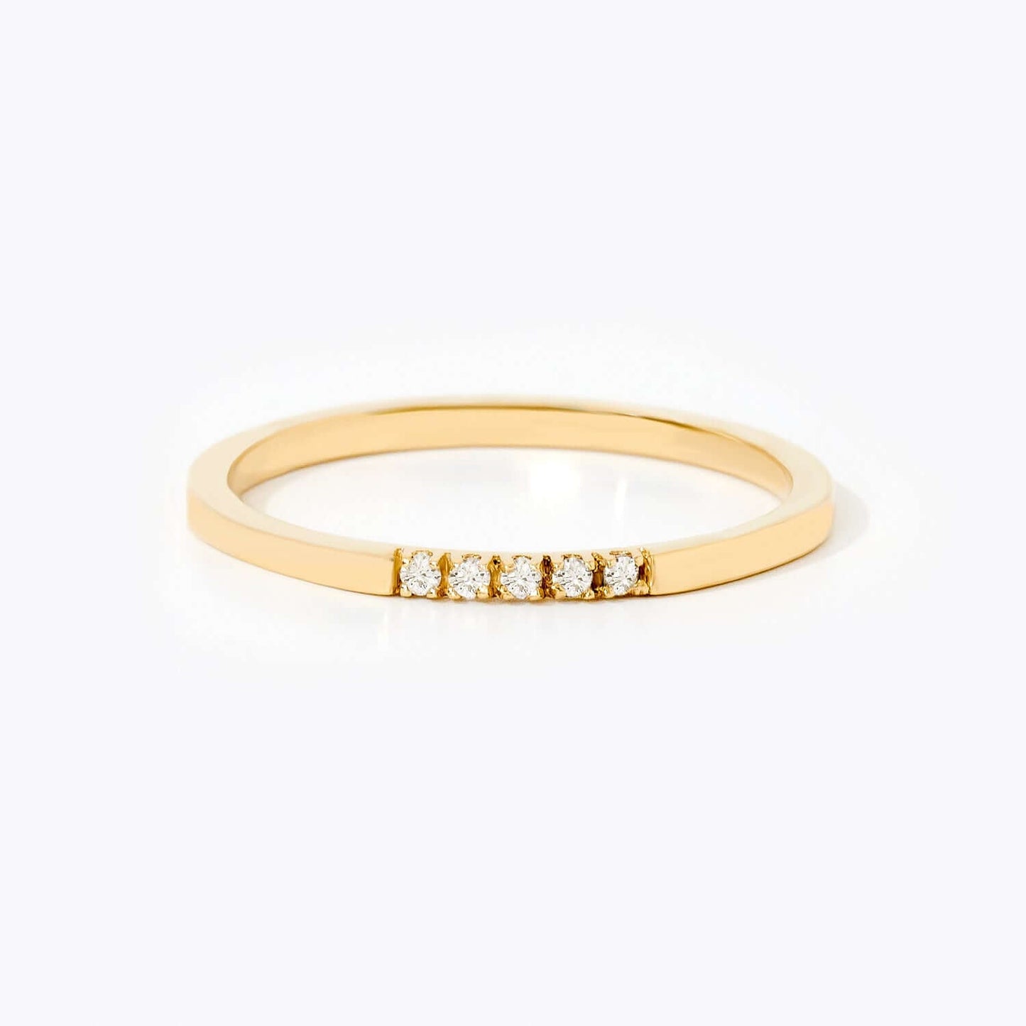 Diamond Five Stone Line Ring in 14K Solid Gold