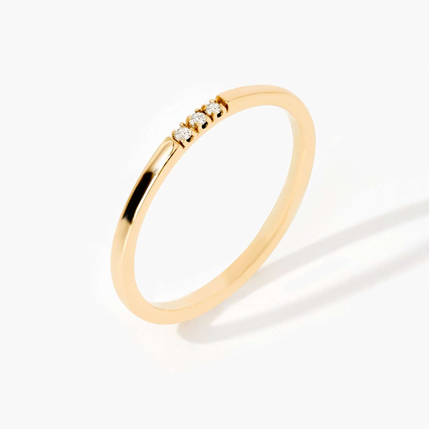 Diamond Three Stone Line Ring in 14K Solid Gold