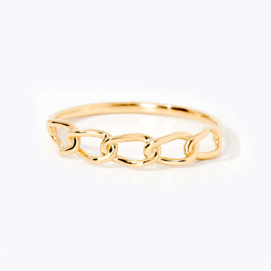 Curb Chain Ring in 14K Solid Gold