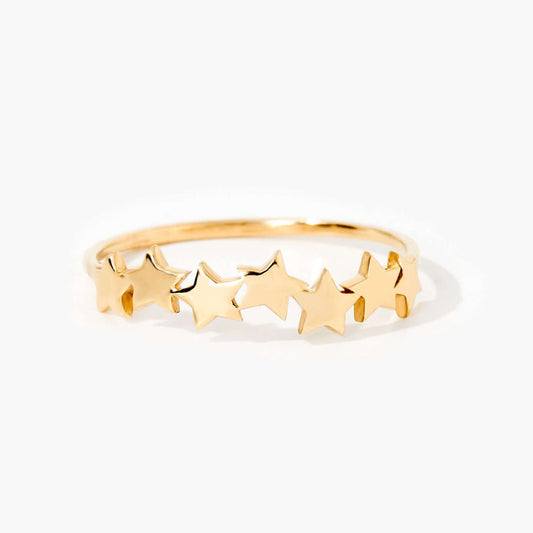 Star Eternity Ring in 14K Solid Gold