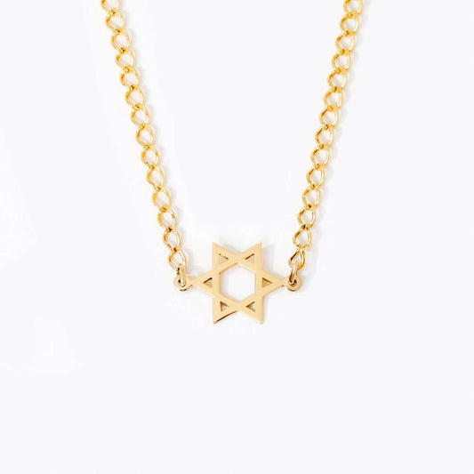 Sideway Star of David Necklace in 14K Solid Gold