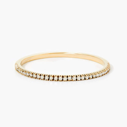 Diamond Pave Half Eternity Ring in 14K Solid Gold