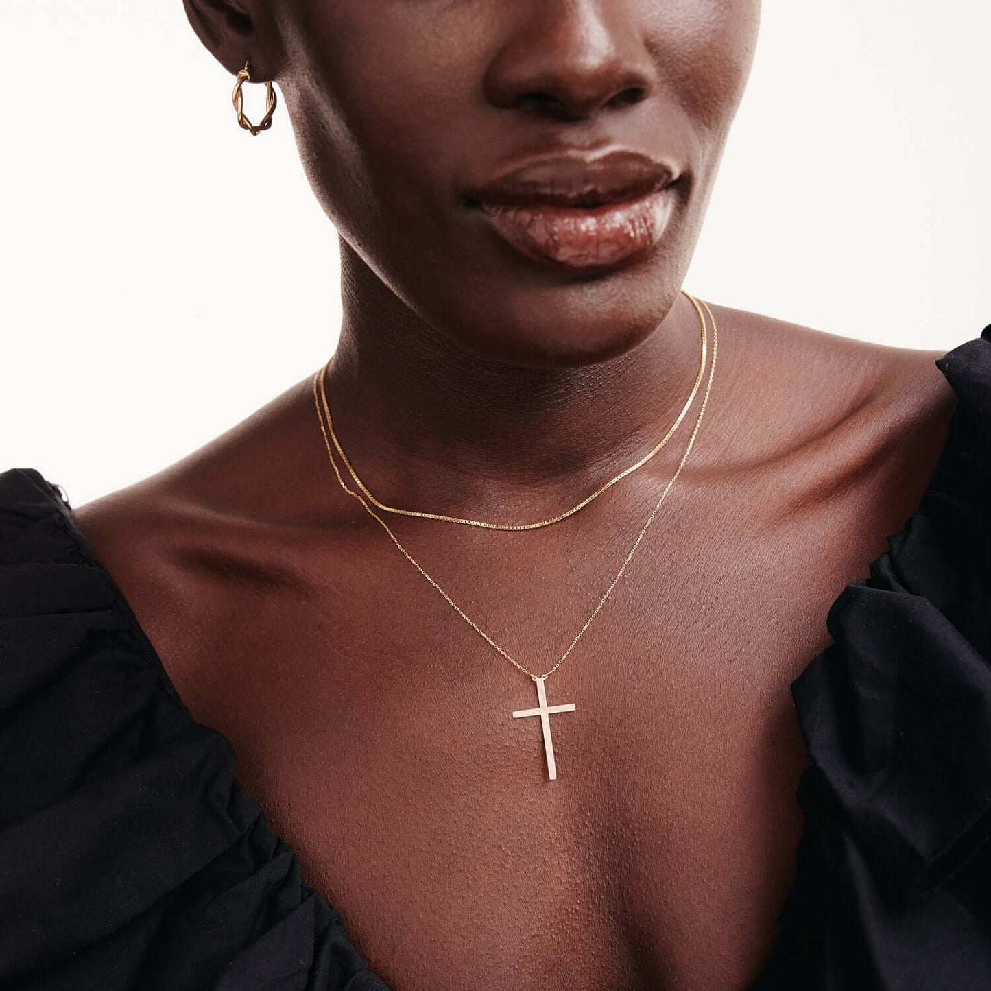 Bold Cross Necklace in 14K Solid Gold