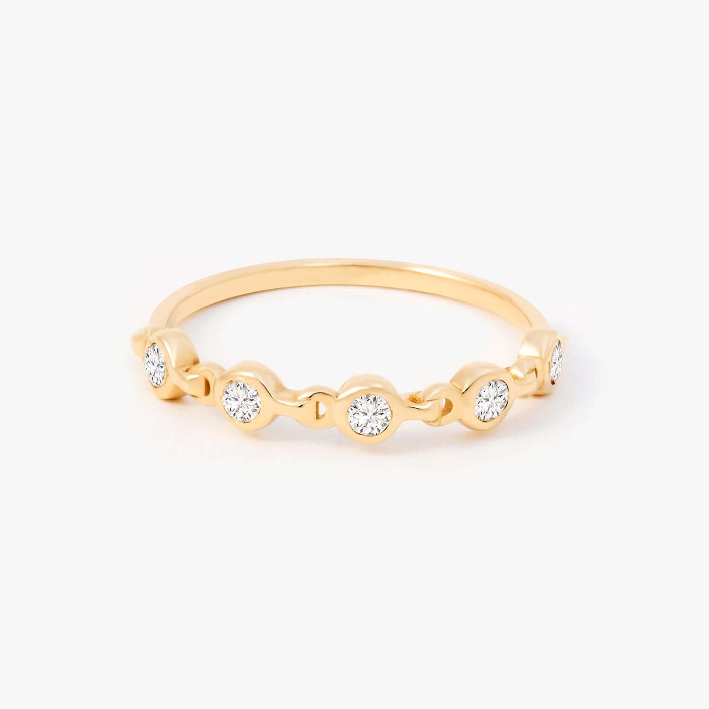 Diamond Chain Ring in 14K Solid Gold