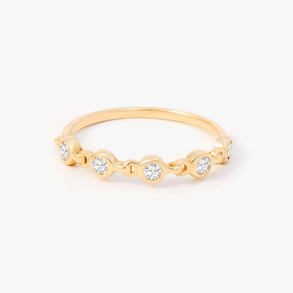 Diamond Chain Ring in 14K Solid Gold