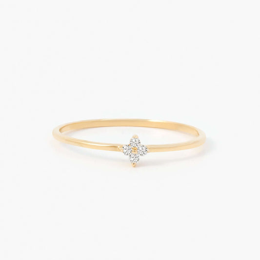 Bague Fleur Diamant en Or Massif 14K