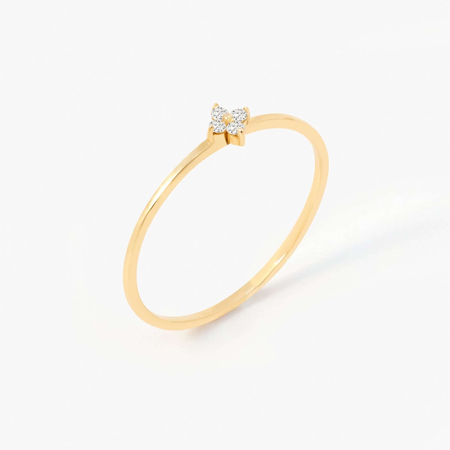 Bague Fleur Diamant en Or Massif 14K