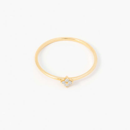 Bague Fleur Diamant en Or Massif 14K