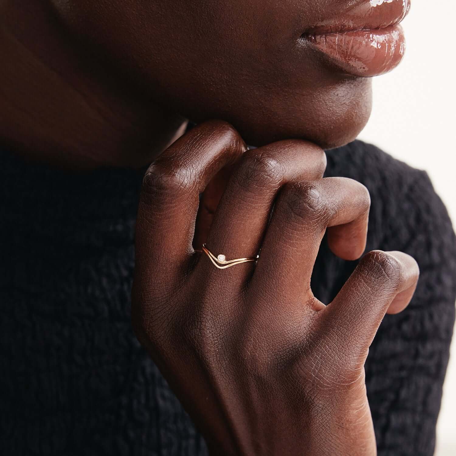 Diamond Solitaire V Ring