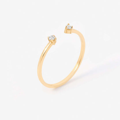 Diamond Duo Solitaire Open Ring in 14K Solid Gold