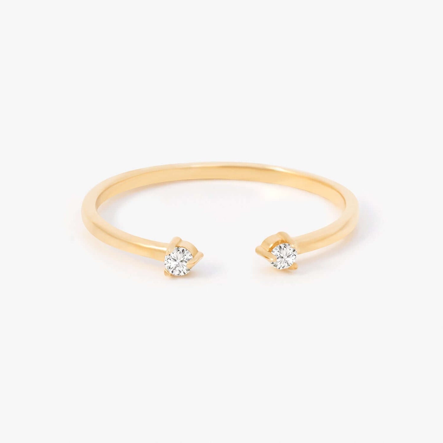 Diamond Duo Solitaire Open Ring in 14K Solid Gold