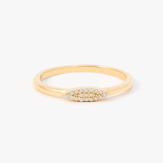 Diamond Pave Signet Ring in 14K Solid Gold