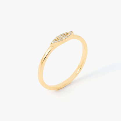 Diamond Pave Signet Ring in 14K Solid Gold