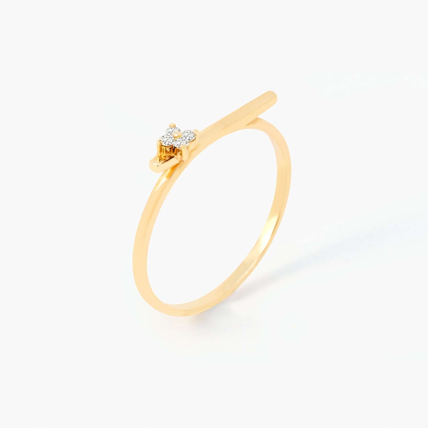 Diamond Flower Bar Ring in 14K Solid Gold