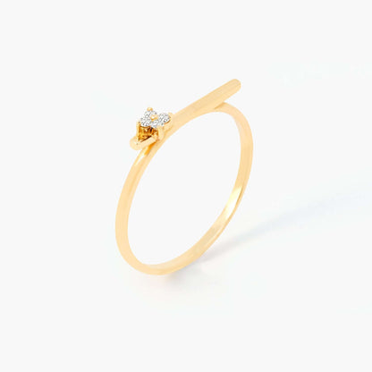 Diamond Flower Bar Ring in 14K Solid Gold