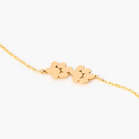 Paw Print Bracelet in 14K Solid Gold