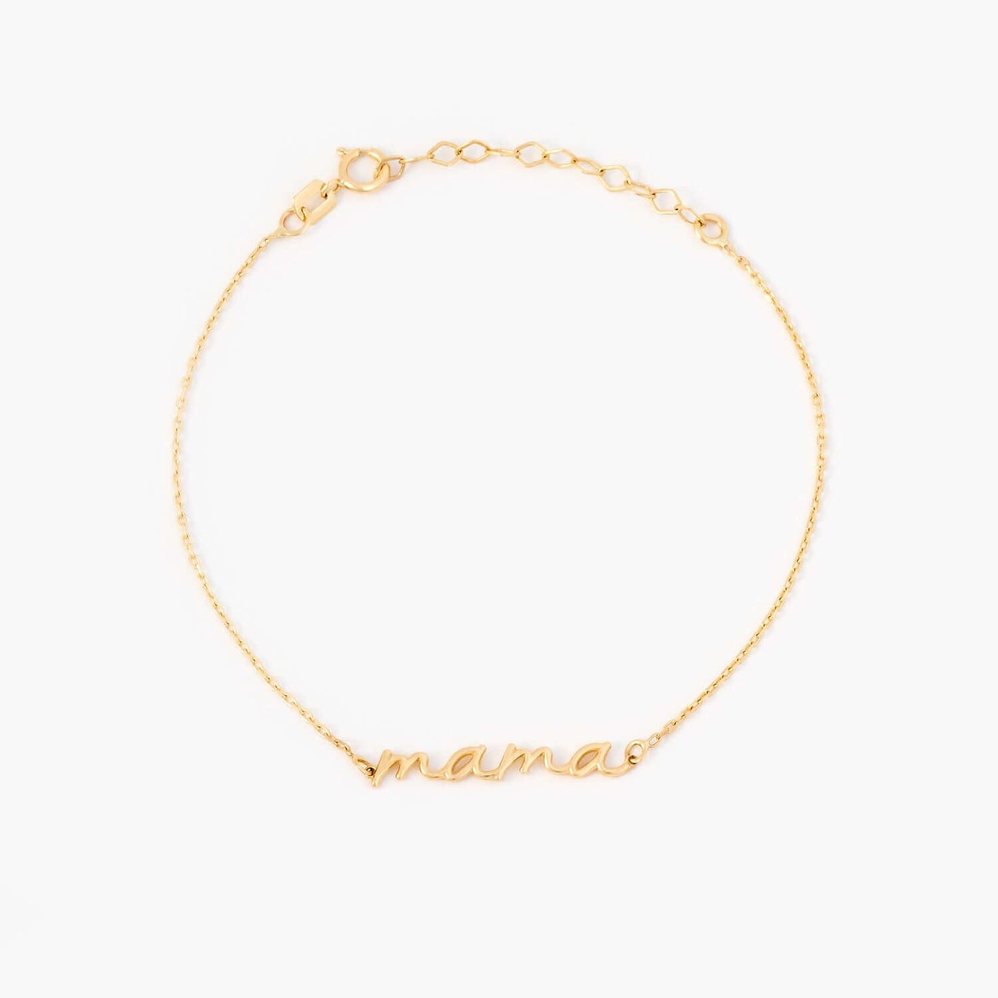 Mama Script Bracelet in 14K Solid Gold