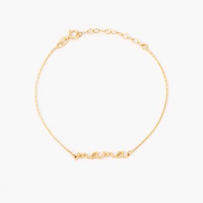 Mama Script Bracelet in 14K Solid Gold