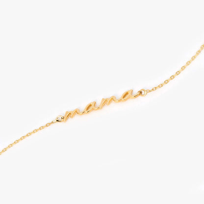 Mama Script Bracelet in 14K Solid Gold