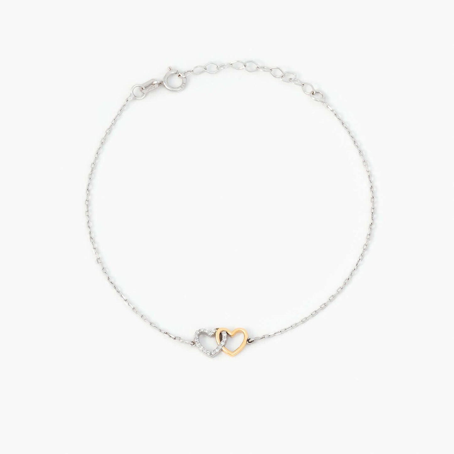 Diamond Interlocking Heart Bracelet in 14K Solid Gold