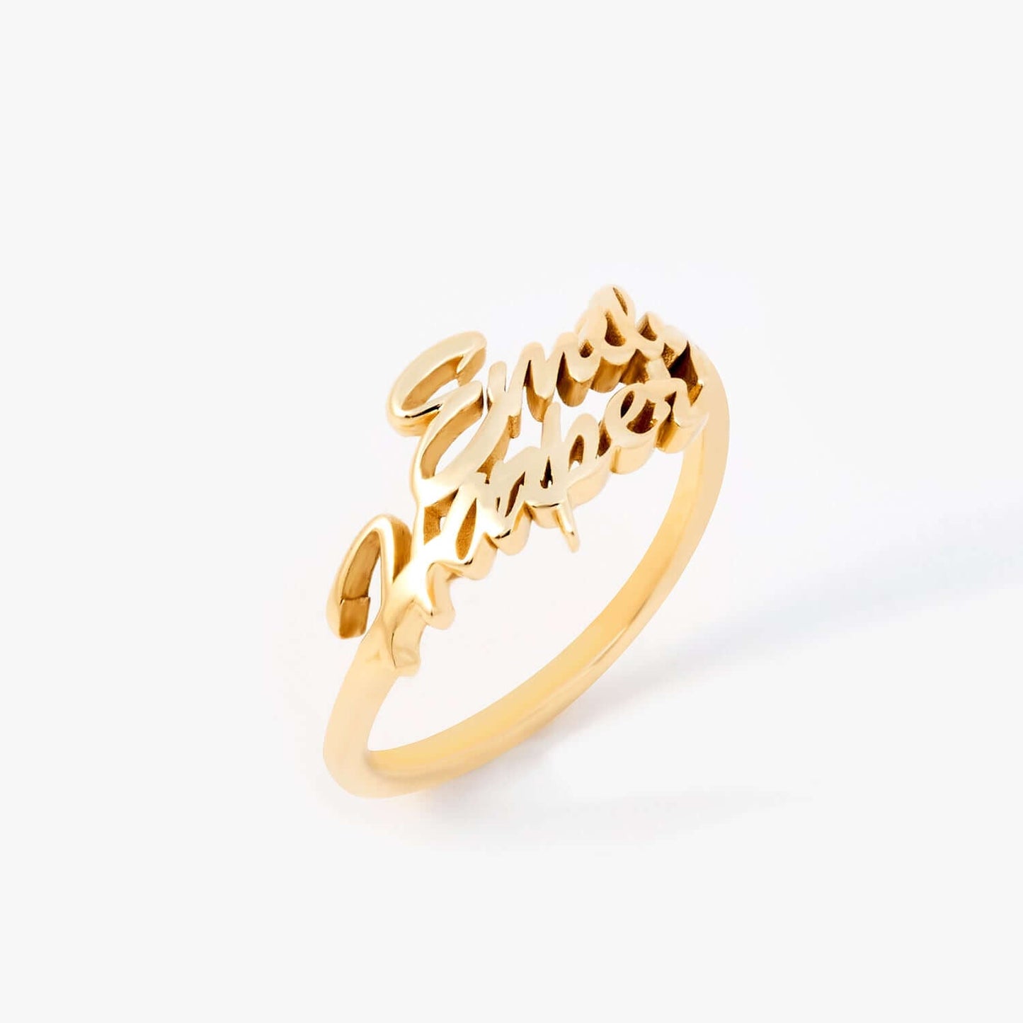 Custom Double Name Ring in 14K Solid Gold