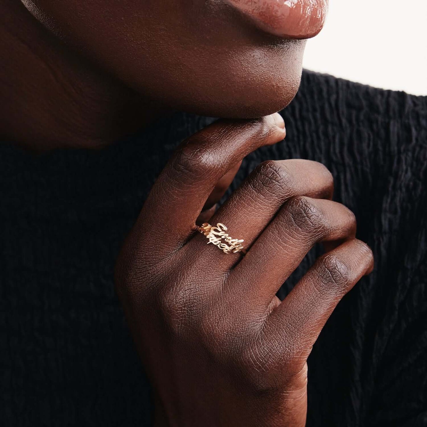 Custom Double Name Ring in 14K Solid Gold