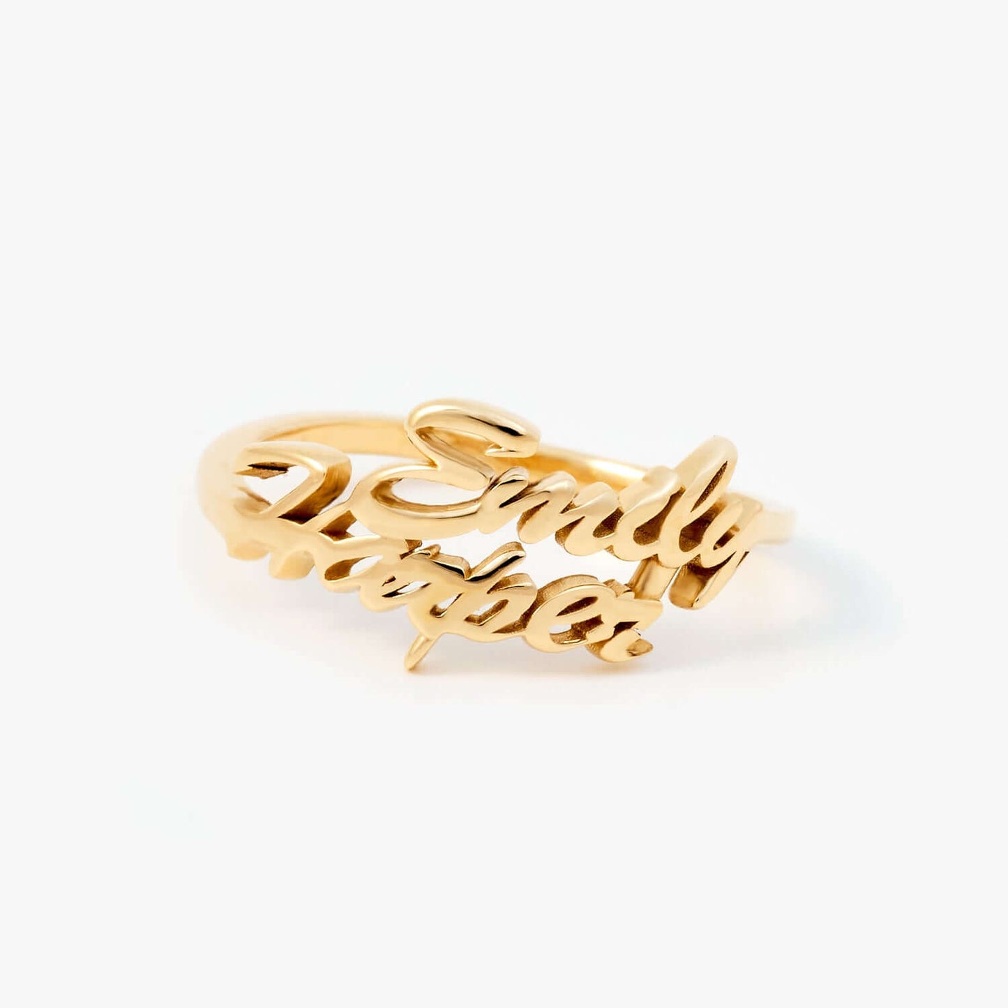 Custom Double Name Ring in 14K Solid Gold