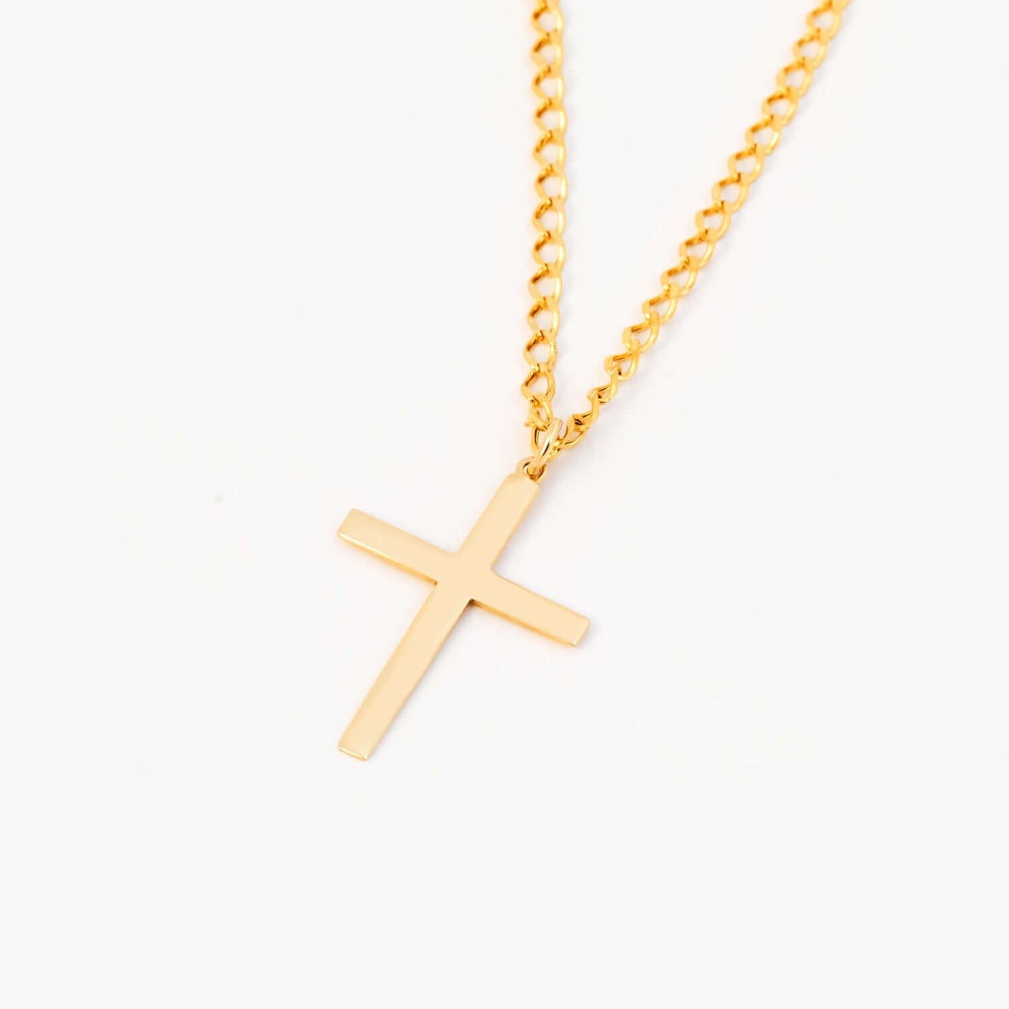 Cross Gourmet Chain Necklace in 14K Solid Gold