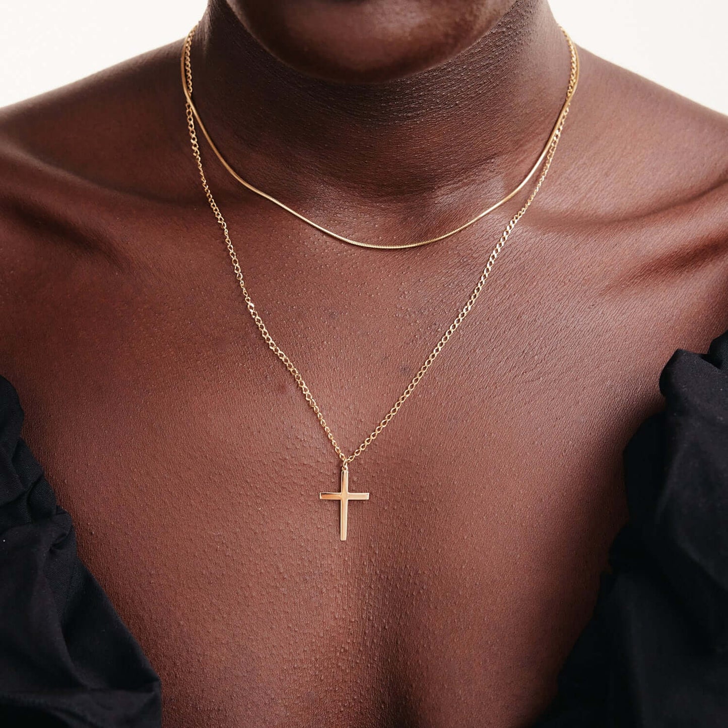 Cross Gourmet Chain Necklace in 14K Solid Gold